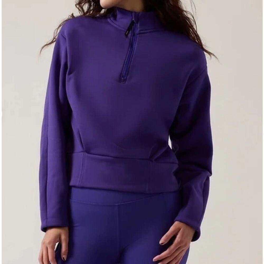 Athleta Altitude Polartec Half Zip Sweatshirt Pullover Purple 427880 Large NWT